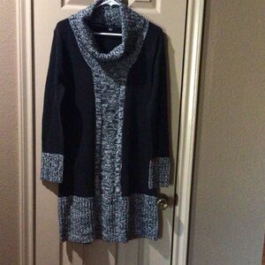 Elegant Black and Gray Women's Cowl Neck Sweater